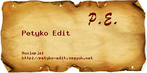 Petyko Edit névjegykártya